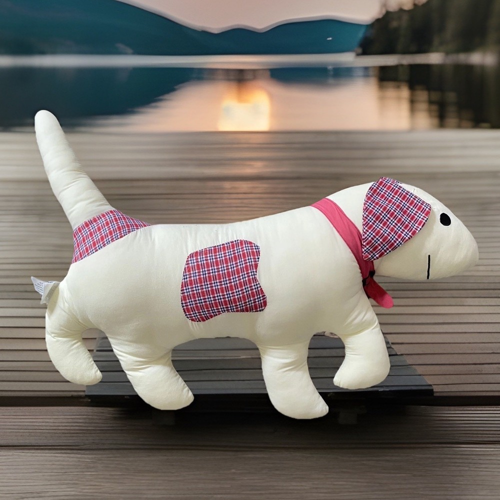 Vintage POTTERY BARN KIDS PBK Stuffed Animal Plaid Dog Pillow